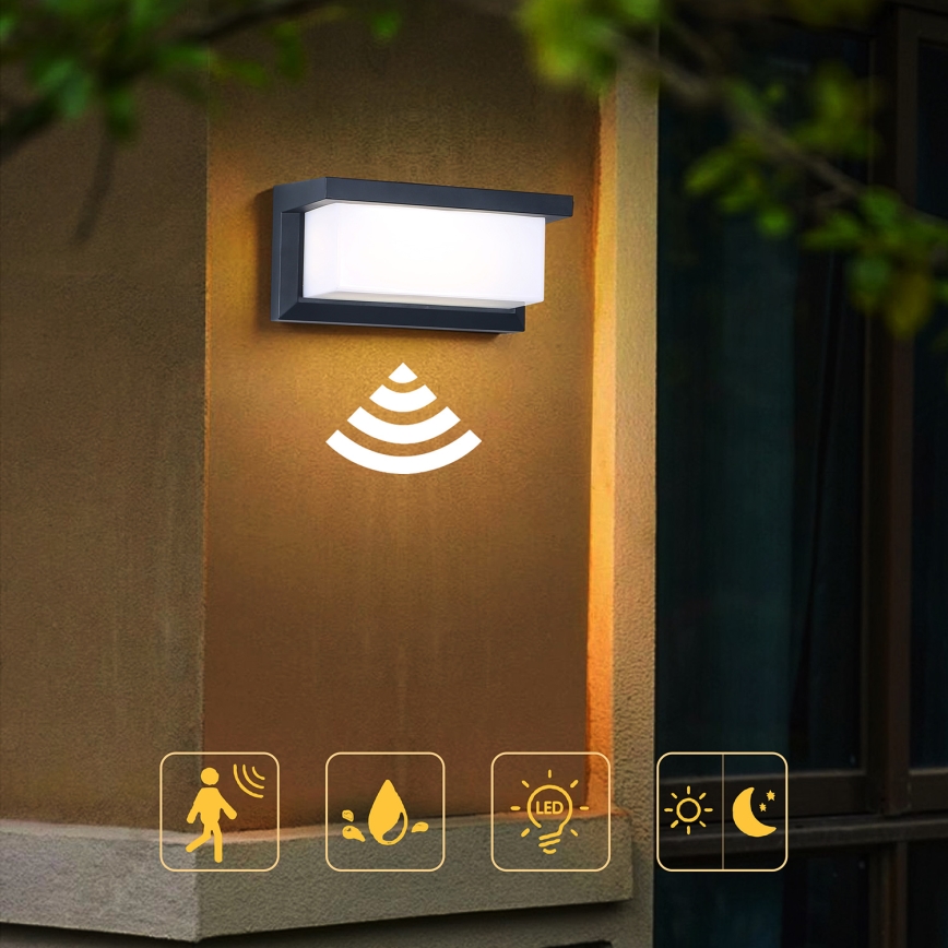 Brilagi - LED Venkovní nástěnné svítidlo se senzorem BRICKY LED/12W/230V antracit IP54