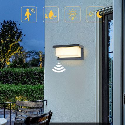 Brilagi - LED Venkovní nástěnné svítidlo se senzorem BRICKY LED/12W/230V antracit IP54