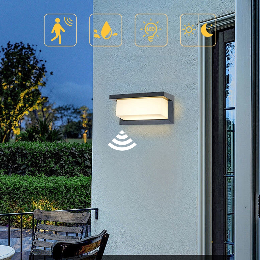 Brilagi - LED Venkovní nástěnné svítidlo se senzorem BRICKY LED/12W/230V antracit IP54