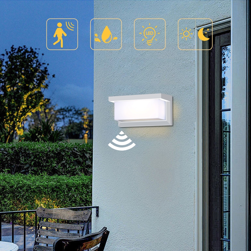Brilagi - LED Venkovní nástěnné svítidlo se senzorem BRICKY LED/12W/230V bílá IP54