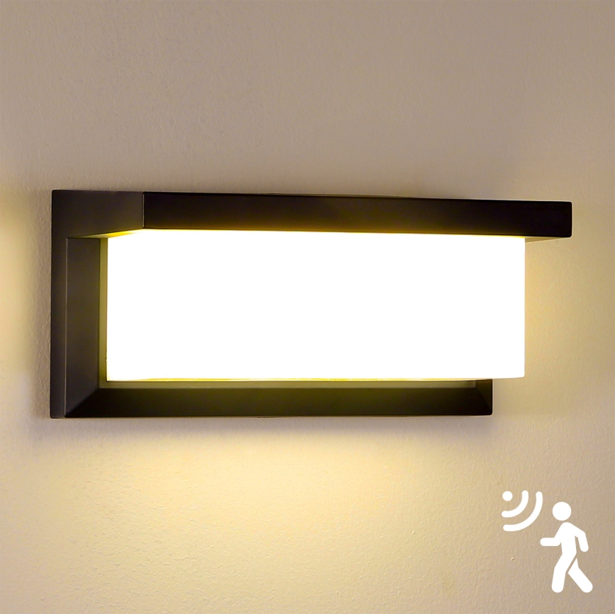 Brilagi - LED Venkovní nástěnné svítidlo se senzorem BRICKY LED/12W/230V černá IP54