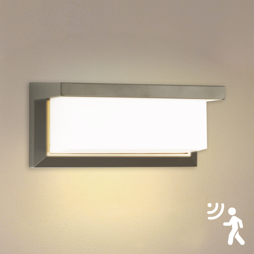 Brilagi - LED Venkovní nástěnné svítidlo se senzorem BRICKY LED/12W/230V šedá IP54