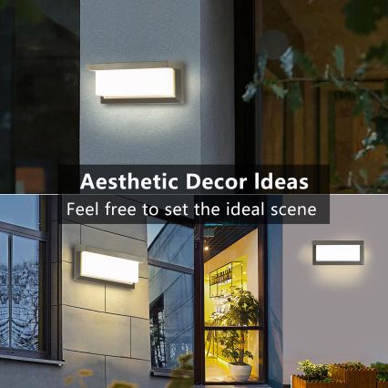 Brilagi - LED Venkovní nástěnné svítidlo se senzorem BRICKY LED/12W/230V šedá IP54