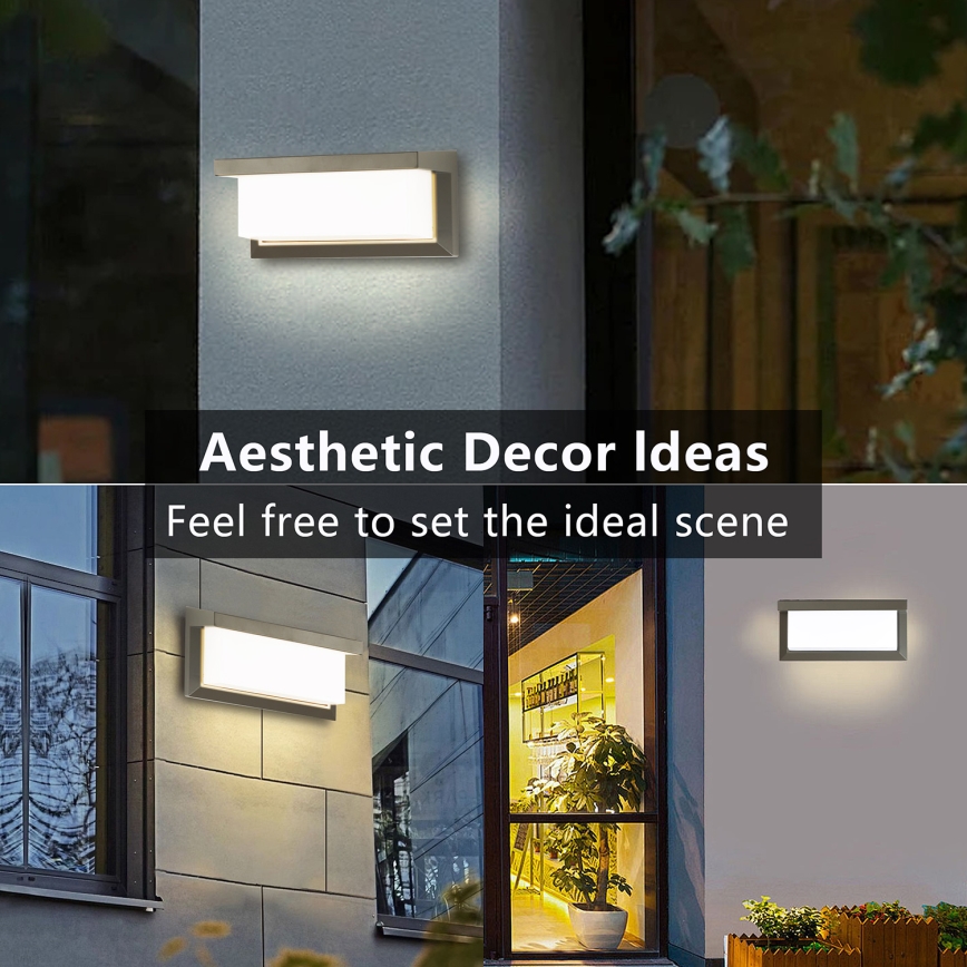 Brilagi - LED Venkovní nástěnné svítidlo se senzorem BRICKY LED/12W/230V šedá IP54
