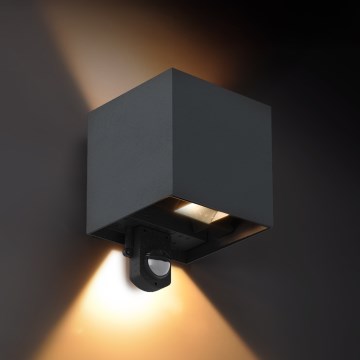 Brilagi - LED Venkovní nástěnné svítidlo se senzorem CUBE LED/6W/230V antracit IP65