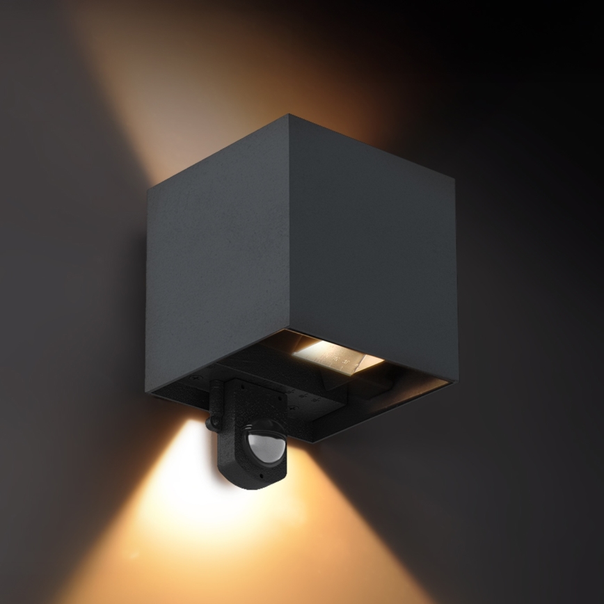 Brilagi - LED Venkovní nástěnné svítidlo se senzorem CUBE LED/6W/230V antracit IP65