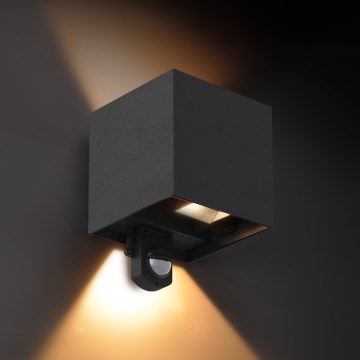 Brilagi - LED Venkovní nástěnné svítidlo se senzorem CUBE LED/6W/230V černá IP65