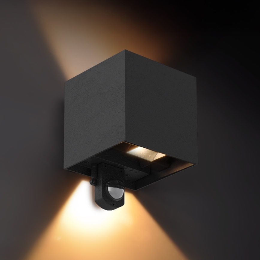 Brilagi - LED Venkovní nástěnné svítidlo se senzorem CUBE LED/6W/230V černá IP65