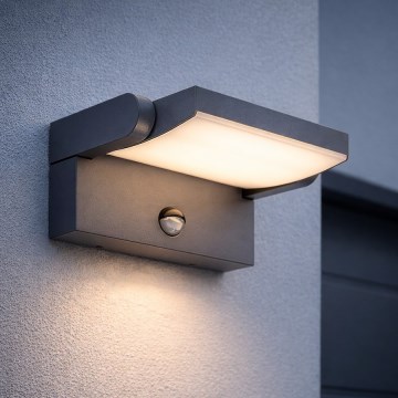 BRILAGI - LED Venkovní nástěnné svítidlo se senzorem pohybu a soumraku ANKLE LED/12W/230V IP65 černá
