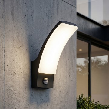 BRILAGI - LED Venkovní nástěnné svítidlo se senzorem pohybu a soumraku ARCELO LED/12W/230V IP65 černá