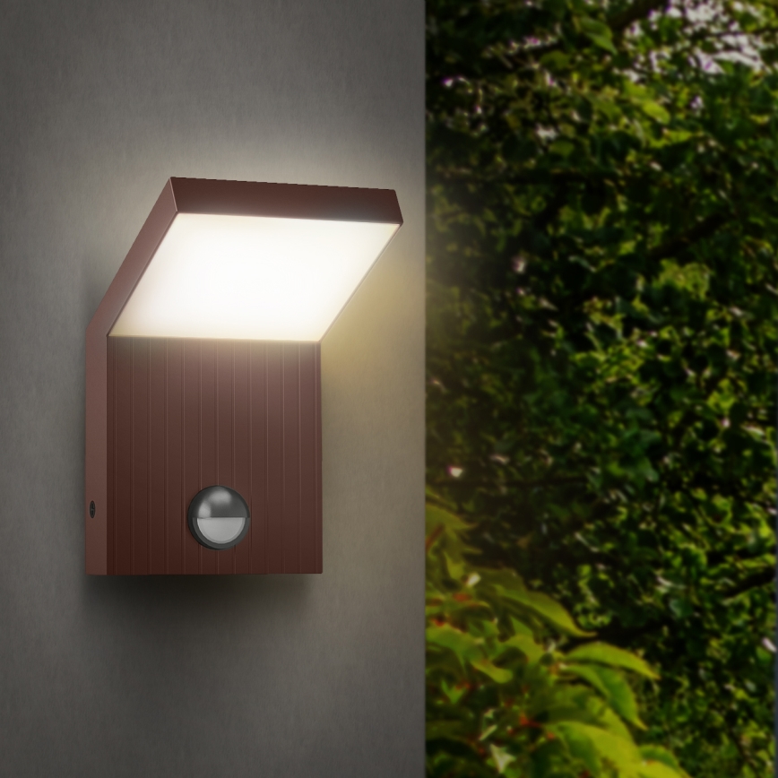 Brilagi - LED Venkovní nástěnné svítidlo se senzorem RIANO LED/8W/230V hnědá IP65
