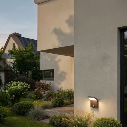 Brilagi - LED Venkovní nástěnné svítidlo se senzorem RIANO LED/8W/230V hnědá IP65