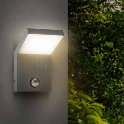 Brilagi - LED Venkovní nástěnné svítidlo se senzorem RIANO LED/8W/230V stříbrná IP65