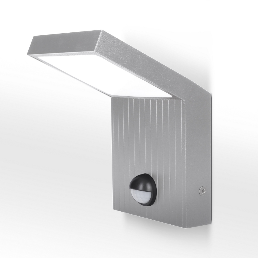 Brilagi - LED Venkovní nástěnné svítidlo se senzorem RIANO LED/8W/230V stříbrná IP65