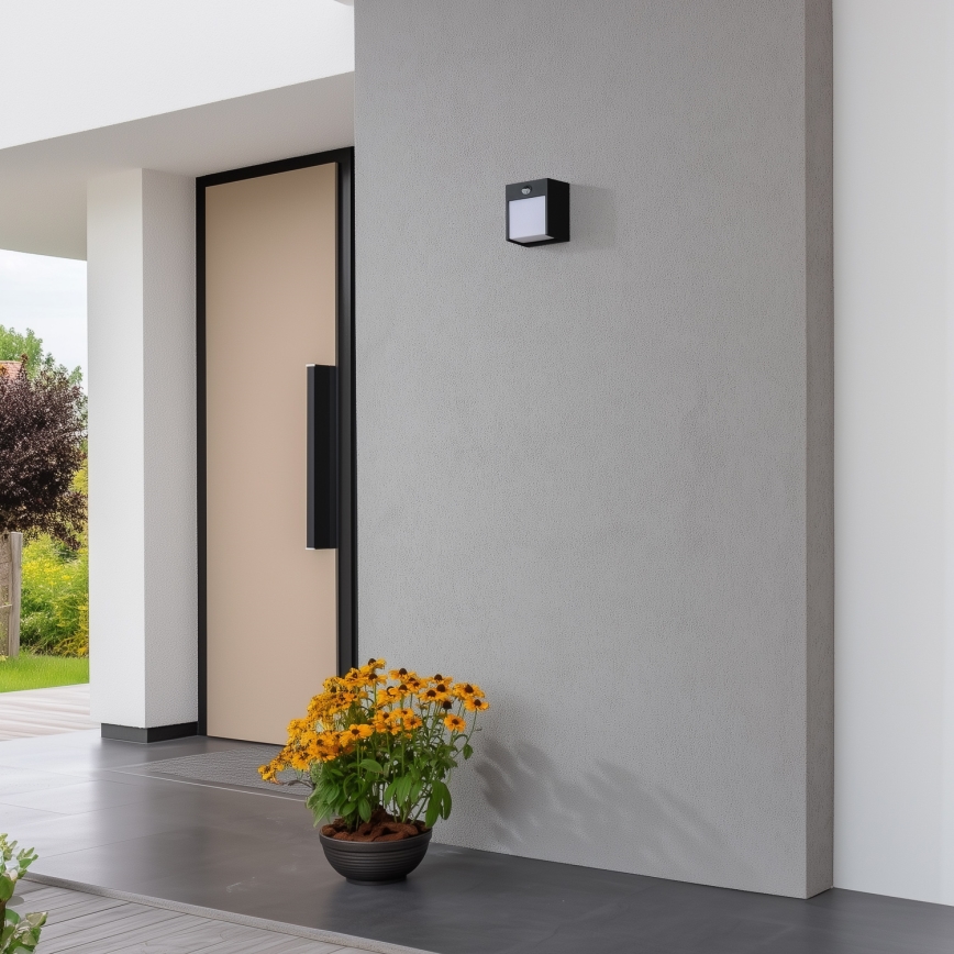 Brilagi - LED Venkovní nástěnné svítidlo se senzorem TERNI LED/12W/230V černá IP44