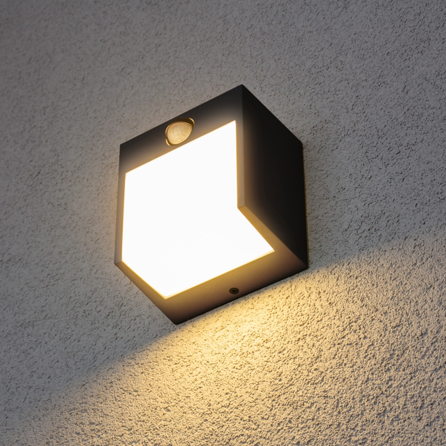 Brilagi - LED Venkovní nástěnné svítidlo se senzorem TERNI LED/12W/230V černá IP44