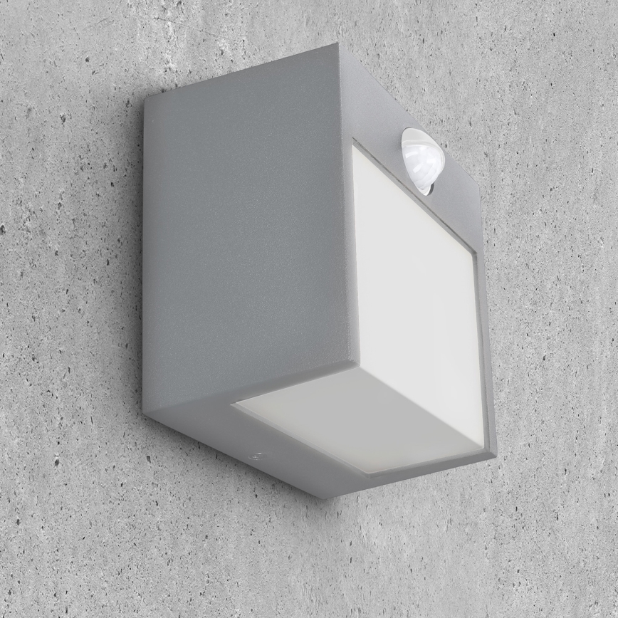 Brilagi - LED Venkovní nástěnné svítidlo se senzorem TERNI LED/12W/230V šedá IP44