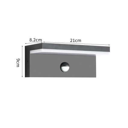 Brilagi - LED Venkovní nástěnné svítidlo se senzorem TESSI LED/10W/230V antracit IP54