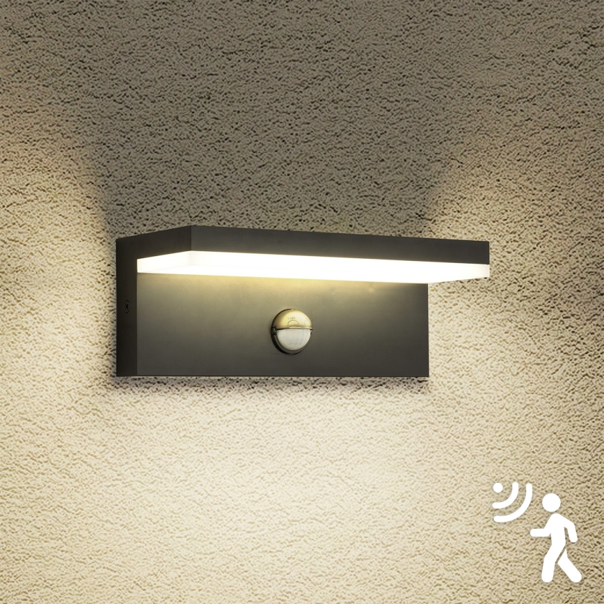 Brilagi - LED Venkovní nástěnné svítidlo se senzorem TESSI LED/10W/230V černá IP54