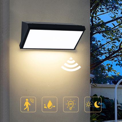 Brilagi - LED Venkovní nástěnné svítidlo se senzorem TRIANGLE LED/20W/230V černá IP65