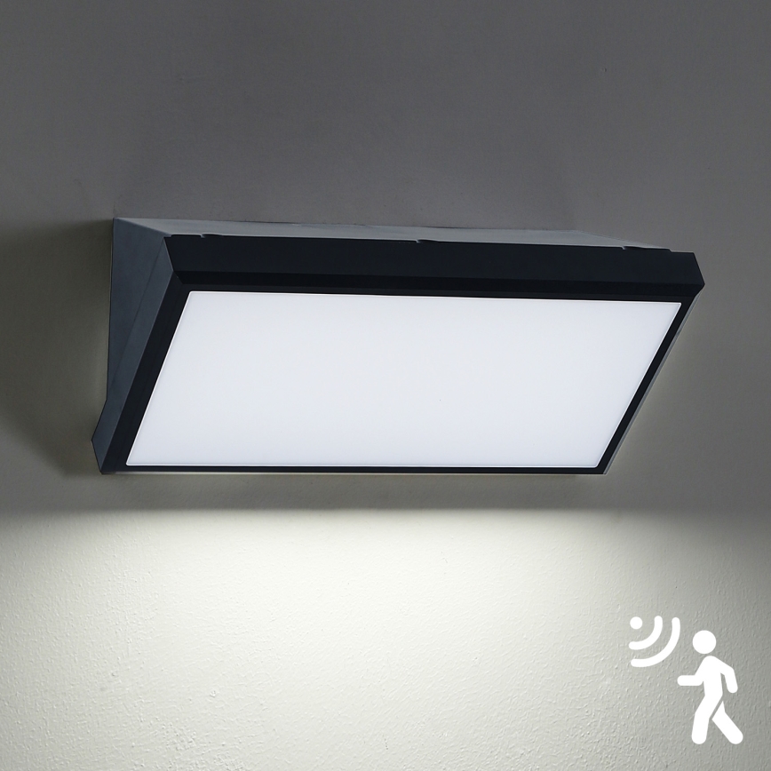 Brilagi - LED Venkovní nástěnné svítidlo se senzorem TRIANGLE LED/20W/230V černá IP65