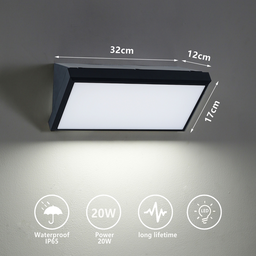 Brilagi - LED Venkovní nástěnné svítidlo TRIANGLE LED/20W/230V černá IP65