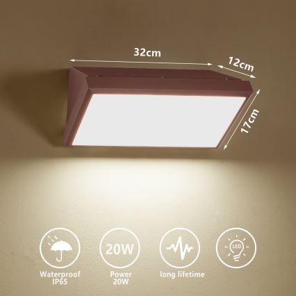 Brilagi - LED Venkovní nástěnné svítidlo TRIANGLE LED/20W/230V 3000/4000/6500K hnědá IP65