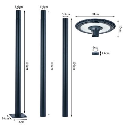 Brilagi - LED Venkovní pouliční lampa URBANSPARK LED/120W/230V antracit IP65