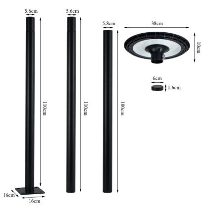 Brilagi - LED Venkovní pouliční lampa URBANSPARK LED/120W/230V černá IP65