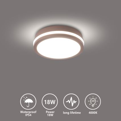 Brilagi - LED Venkovní stropní svítidlo BENE LED/18W/230V pr. 21,5 cm hnědá IP54