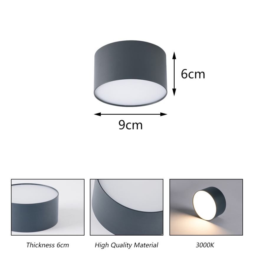 BRILAGI - LED Venkovní stropní svítidlo FORIS LED/9W/230V pr. 9 cm antracit IP44