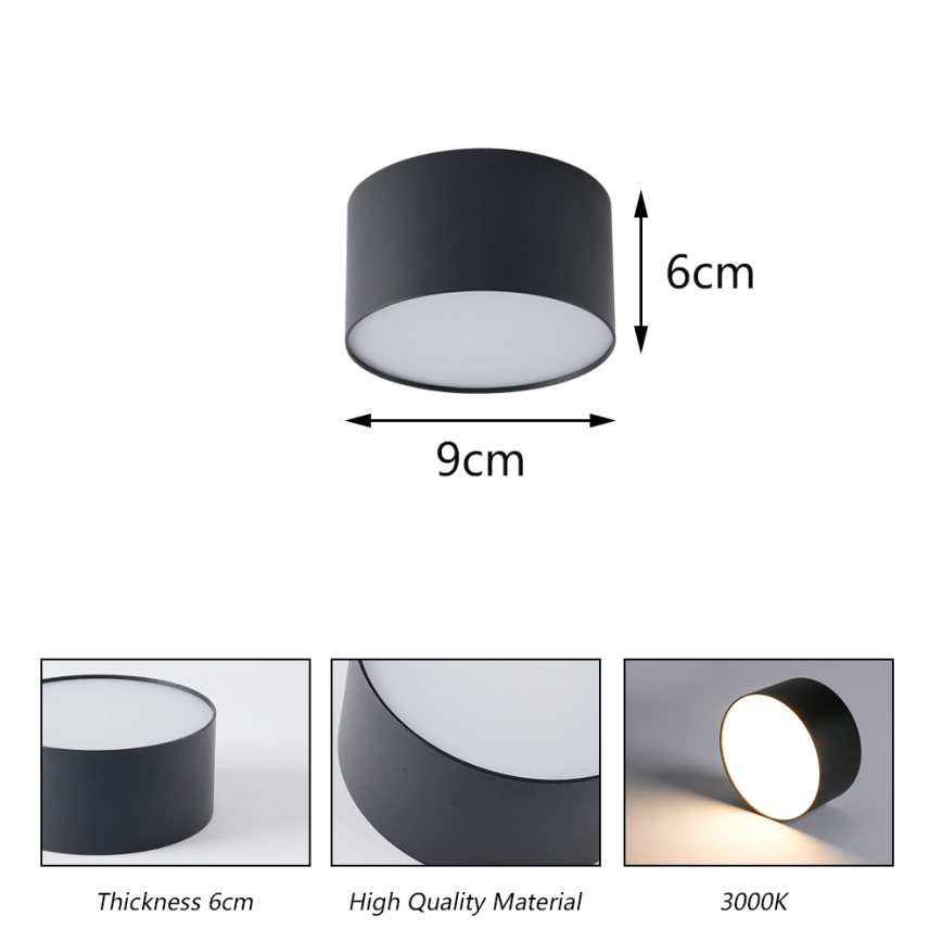 BRILAGI - LED Venkovní stropní svítidlo FORIS LED/9W/230V pr. 9 cm černá IP44