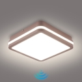 Brilagi - LED Venkovní stropní svítidlo se senzorem BENE LED/18W/230V 21,5x21,5 cm hnědá IP54