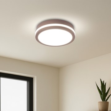 Brilagi - LED Venkovní stropní svítidlo se senzorem BENE LED/18W/230V pr. 21,5 cm hnědá IP54