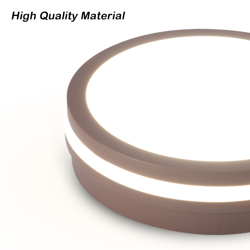 Brilagi - LED Venkovní stropní svítidlo se senzorem BENE LED/18W/230V pr. 21,5 cm hnědá IP54