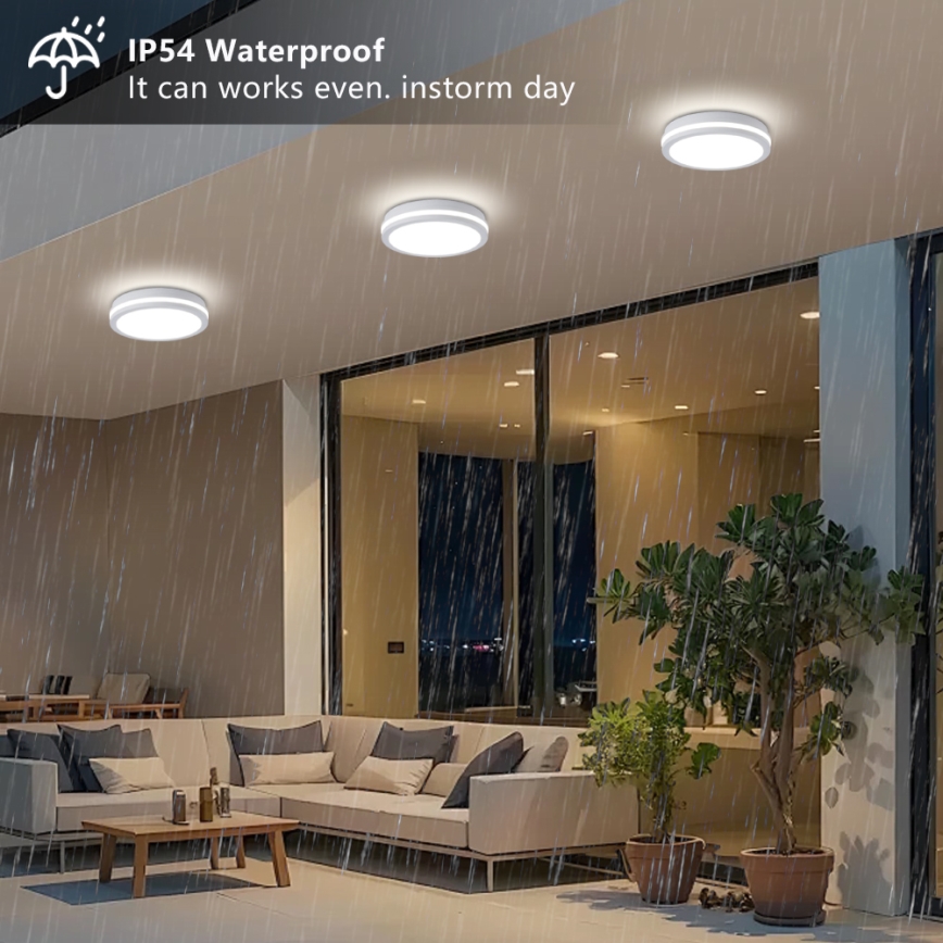 Brilagi - LED Venkovní stropní svítidlo se senzorem BENE LED/24W/230V pr. 26 cm bílá IP54