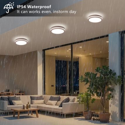 Brilagi - LED Venkovní svítidlo se senzorem BENE LED/24W/230V pr. 26 cm hnědá IP54