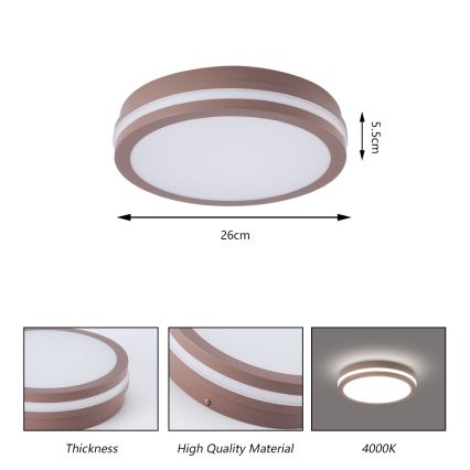 Brilagi - LED Venkovní svítidlo se senzorem BENE LED/24W/230V pr. 26 cm hnědá IP54