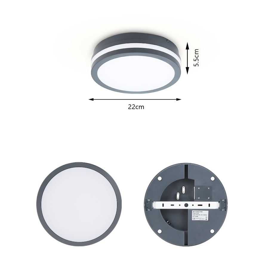Brilagi - LED Venkovní svítidlo se senzorem BENE LED/18W/230V pr. 22 cm antracit IP54