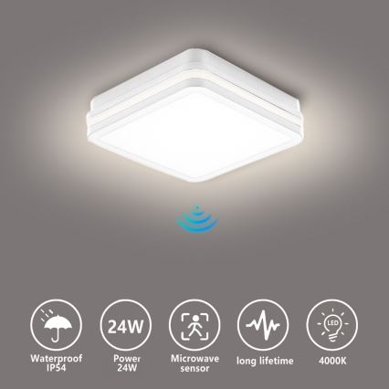 Brilagi - LED Venkovní svítidlo se senzorem BENE LED/24W/230V 26x26 cm bílá IP54