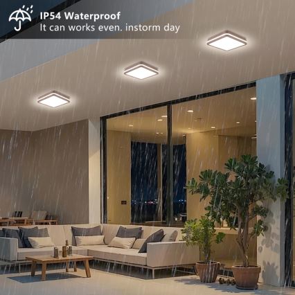 Brilagi - LED Venkovní stropní svítidlo se senzorem BENE LED/24W/230V 26x26 cm hnědá IP54