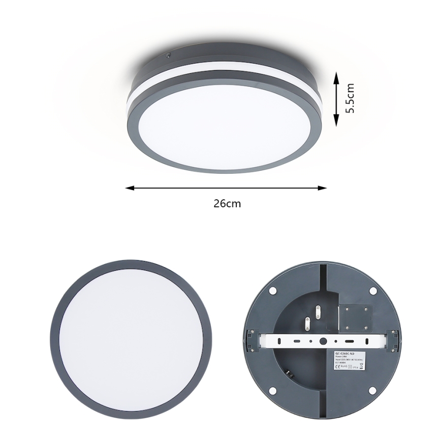 Brilagi - LED Venkovní svítidlo se senzorem BENE LED/24W/230V pr. 26 cm antracit IP54