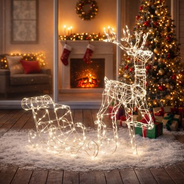 BRILAGI - LED Venkovní vánoční dekorace LED/3,6W/8 funkcí 100 cm IP44 sob se sáněmi teplá bílá