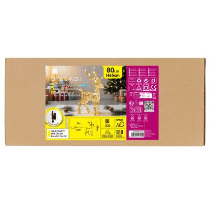 BRILAGI - LED Venkovní vánoční dekorace LED/3,6W/8 funkcí 65 cm IP44 sob teplá bílá