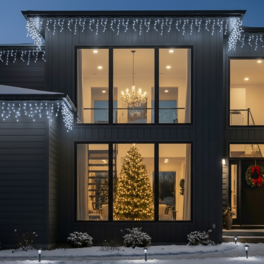 Brilagi - LED Venkovní vánoční řetěz 200xLED/8 funkcí 13m IP44 studená bílá rampouchy