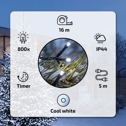 BRILAGI - LED Venkovní vánoční řetěz 800xLED 21m IP44 studená bílá