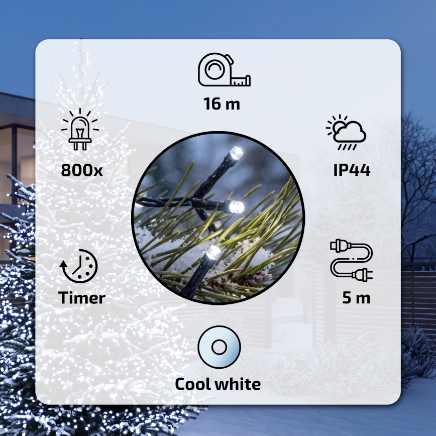 BRILAGI - LED Venkovní vánoční řetěz 800xLED 21m IP44 studená bílá