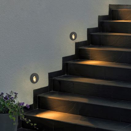 Brilagi - LED Venkovní vestavné svítidlo STAIRDOT LED/2W/230V černá IP65 kulatý