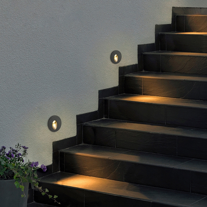 Brilagi - LED Venkovní vestavné svítidlo STAIRDOT LED/2W/230V černá IP65 kulatý