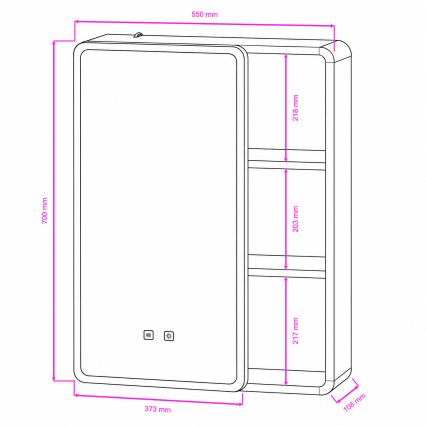 BRILAGI - LED Zrcadlová koupelnová skříňka s podsvícením AVOLA SINGLE 55x70 cm